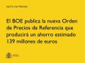 08/10/2024 - El BOE publica la nueva Orden de Precios de Referencia que producirá un ahorro estimado 139 millones de euros