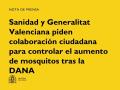 13/11/2024 - Sanidad y Generalitat Valenciana piden colaboración ciudadana para controlar el aumento de mosquitos tras la DANA